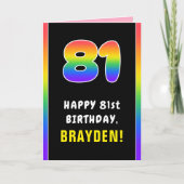 81ste verjaardag: kleurrijke regenboog # 81, Naam  Kaart (Voorkant)