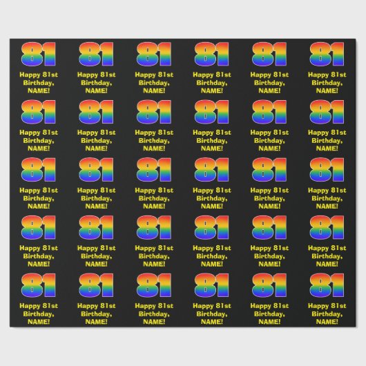 81ste verjaardag: Leuke, kleurrijke regenboog geïn Cadeaupapier (Zoom)