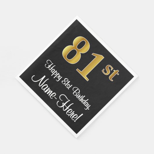 81ste verjaardag ~ Luxurieuze Faux Gold-look # Servet (Hoek)