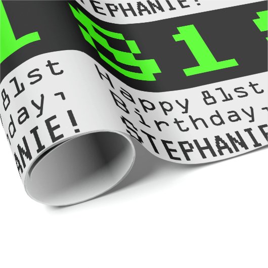 81ste verjaardag - Nerdy / Geeky stijl "81" en naa Cadeaupapier (Rol Hoek)