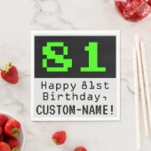 81ste verjaardag - Nerdy / Geeky Style "81" & Name Servet (Insitu)