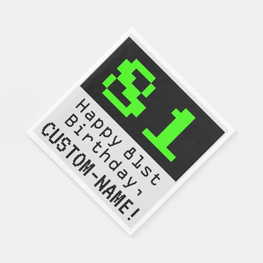 81ste verjaardag - Nerdy / Geeky Style "81" & Name Servet (Hoek)