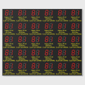 81ste verjaardag: Red Digital Clock Style "81" + n Cadeaupapier (Vlak)