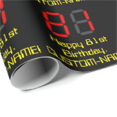 81ste verjaardag: Red Digital Clock Style "81" + n Cadeaupapier (Rol Hoek)