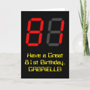 81ste verjaardag: Red Digital Clock Style "81" + n Kaart