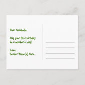 81ste verjaardag: roze strepen & harten, regenboog briefkaart (Achterkant)