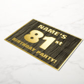 81ste verjaardag: Vet, Faux Hood Grain Pattern Folie Uitnodiging (Gedraaid)