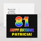 81ste verjaardag: Vet, Vun, Eenvoudig, Regenboog 8 Briefkaart (Voorkant / Achterkant)