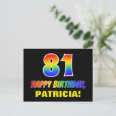 81ste verjaardag: Vet, Vun, Eenvoudig, Regenboog 8 Briefkaart (Staand voorkant)