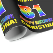 81ste verjaardag: Vet, Vun, Eenvoudig, Regenboog 8 Cadeaupapier (Rol Hoek)