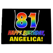 81ste verjaardag: Vet, Vun, Eenvoudig, Regenboog 8 Groot Cadeauzakje (Voorkant)