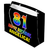 81ste verjaardag: Vet, Vun, Eenvoudig, Regenboog 8 Groot Cadeauzakje (Achterkant Gekanteld)