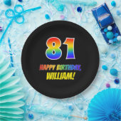 81ste verjaardag: Vet, Vun, Eenvoudig, Regenboog 8 Papieren Bordje (Feest)