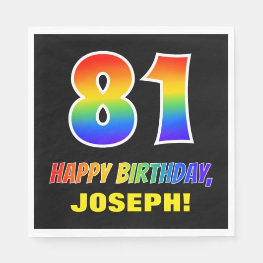 81ste verjaardag: Vet, Vun, Eenvoudig, Regenboog 8 Servet (Voorkant)