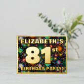 81ste verjaardag: Vette, kleurrijke Fireworks-look Folie Uitnodiging Briefkaart (Staand Voorkant)