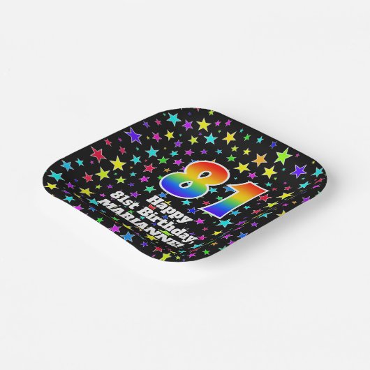 81ste verjaardag: vun staarten en regenboog "81" papieren bordje