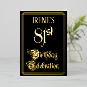 81ste verjaardagsfeest — Fancy Script & Aangepaste Folie Uitnodiging