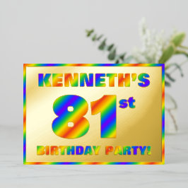 81ste verjaardagsfeest — Leuke, regenboogspectrum  Folie Uitnodiging