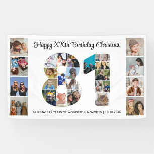 81ste Verjaardagsfeest Nummer 81 Fotocollage Spandoek