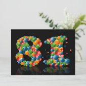 81ste verjaardagsfeestje, met bubbels en ballen kaart (Staand voorkant)