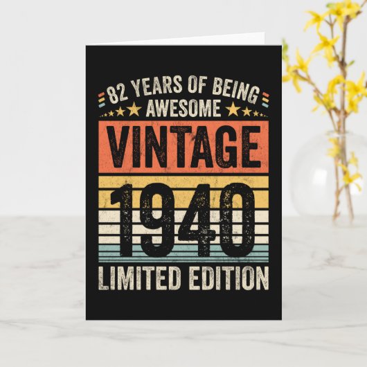 82 Jaar Awesome Retro 1940 Kaart (Gele Bloem)