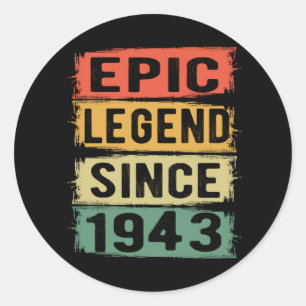 82 jaar oud Bday 1943 Epic Legend 82ste verjaardag Ronde Sticker