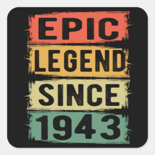 82 jaar oud Bday 1943 Epic Legend 82ste verjaardag Vierkante Sticker