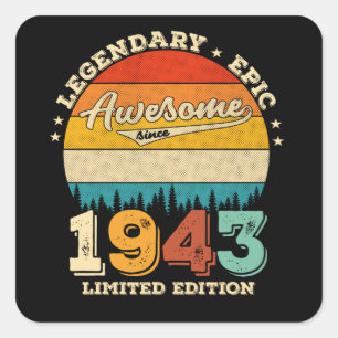 82 jaar oude Bday 1943 Geweldige 82e verjaardagsca Vierkante Sticker