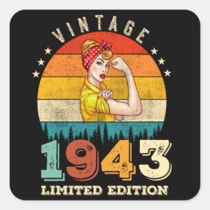 82 jaar oude Bday 1943 Vintage 82e Verjaardag Vrou Vierkante Sticker