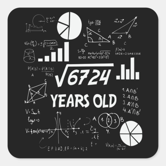 82 jaar oude Bday Wiskunde Teacher 82ste verjaarda Vierkante Sticker (Voorkant)