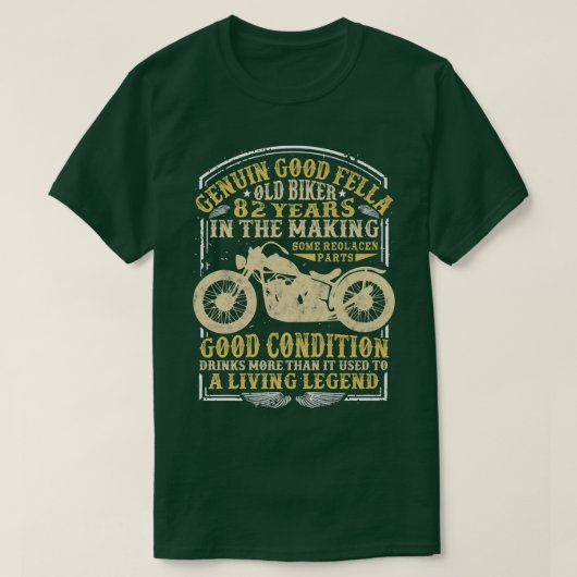 82 jaar oude Biker Birthday Classic  motor T-shirt (Design voorkant)