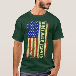 82 jaar oude geschenken 1940 Amerikaanse vlag 82e T-shirt
