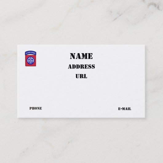 82e ABN Airborne Divisie veteranen patch Visitekaartje (Voorkant)