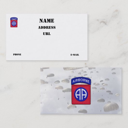 82e ABN DIV Airborne Division vets patch Visitekaartje (Voorkant / Achterkant)
