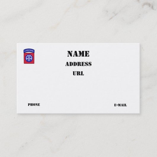 82e ABN DIV Airborne Division vets patch Visitekaartje (Voorkant)