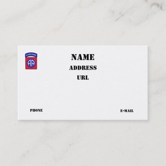 82e ABN DIV Airborne Division vets patch Visitekaartje (Voorkant)