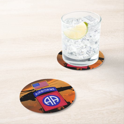 82e ABN-ventilatorveteranen met luchtbrug Ronde Kartonnen Onderzetter (Insitu)