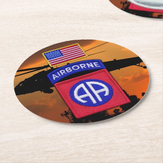 82e ABN-ventilatorveteranen met luchtbrug Ronde Kartonnen Onderzetter (Gebogen)