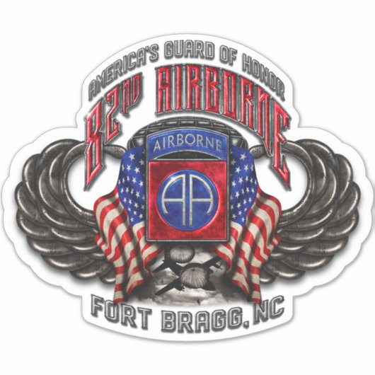 82e Airborne 14" brede custom-cut vinyl Sticker (Voorkant)