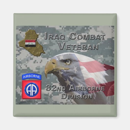 82e Airborne Div Irak Combat Veteran Magneet (Voorkant)