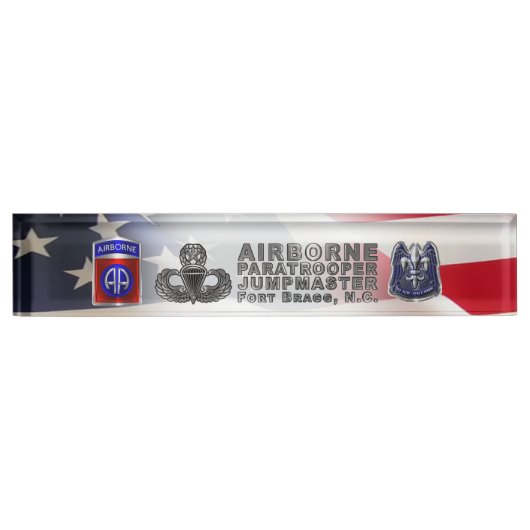 82e Airborne Divisie Jumpmaster Naambordje (Voorkant)