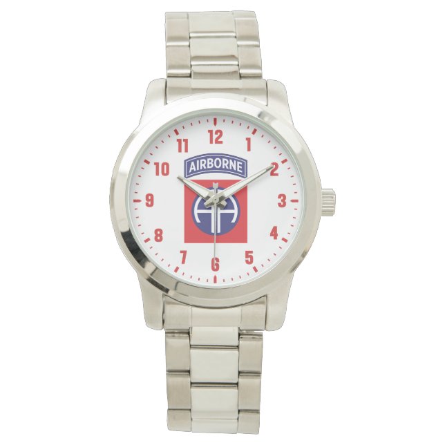 82e Airborne Divisie Premium Roestvrij staal Horloge (Voorkant)