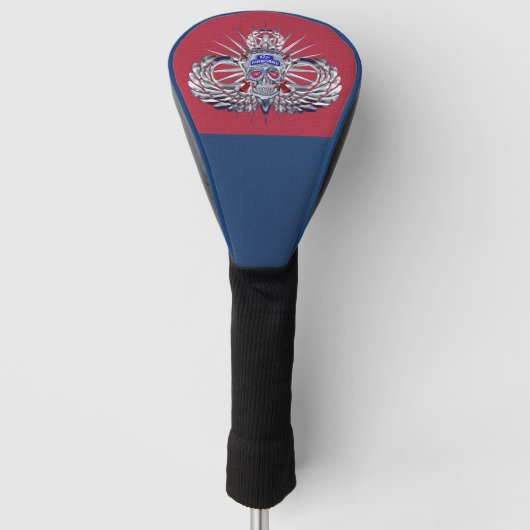 82e Airborne Divisie “Spiked Skull” Div Kleuren Golfheadcover (Voorkant)