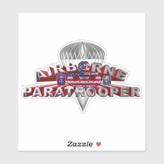 82e Airborne Division Airborne Paratrooper Sticker (Vel)