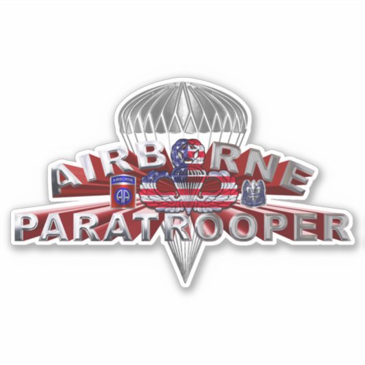 82e Airborne Division Airborne Paratrooper Sticker (Voorkant)