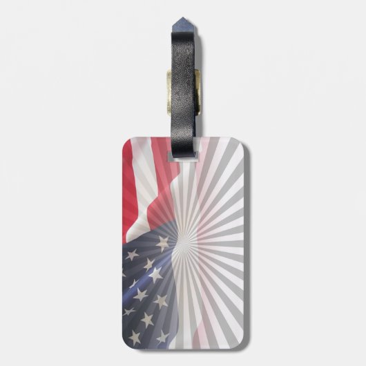 82e Airborne Division Dagger American Flag Bagagelabel (Achterkant verticaal)