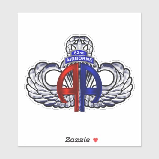 82e Airborne Division Double AA Wings Sticker (Vel)