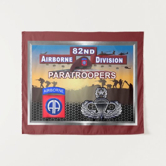 82e Airborne Division Jumpmaster Wings Wandkleed (Voorkant (horizontaal))