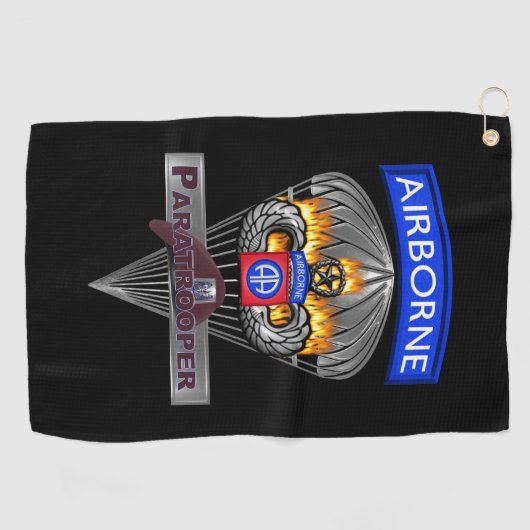 82e Airborne Division Paratrooper Flaming Wings Golfhanddoek (Horizontaal)