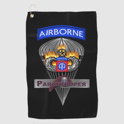 82e Airborne Division Paratrooper Flaming Wings Golfhanddoek (Voorkant)